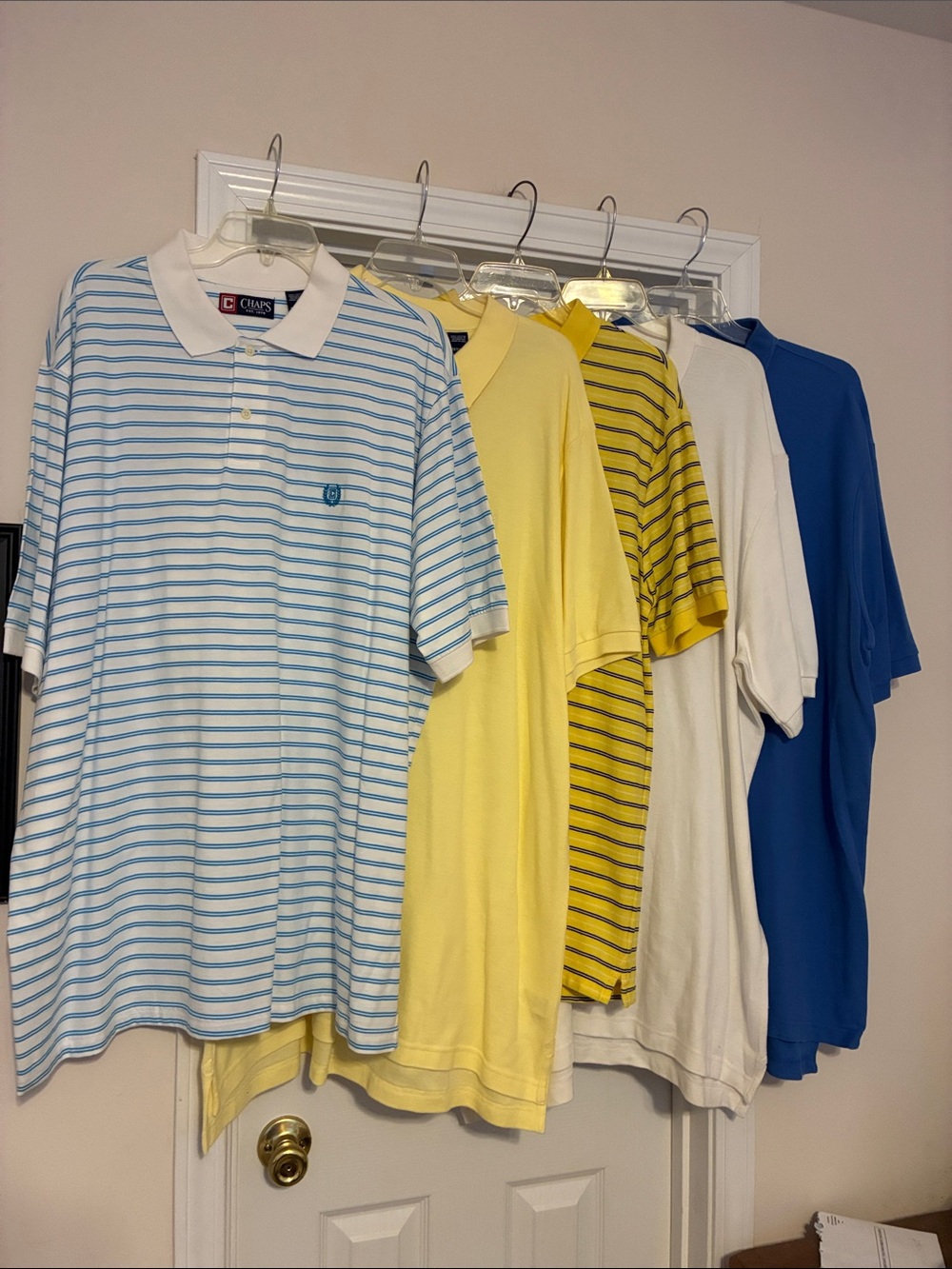 Lot of 5 2XLT Chaps Blue & White Striped Polo with Blue Logo